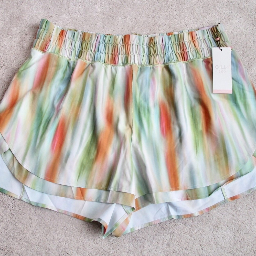CALIA Women's Step Up Shorts Relaxed Fit High Rise Filtered Flora Multi Size 1X